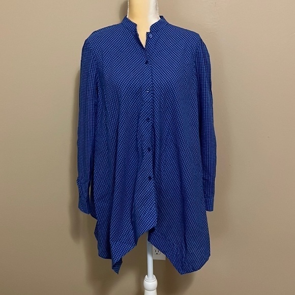 Nwt Anne Klein Blue Button Down Shirt Size 0X - Picture 3 of 7